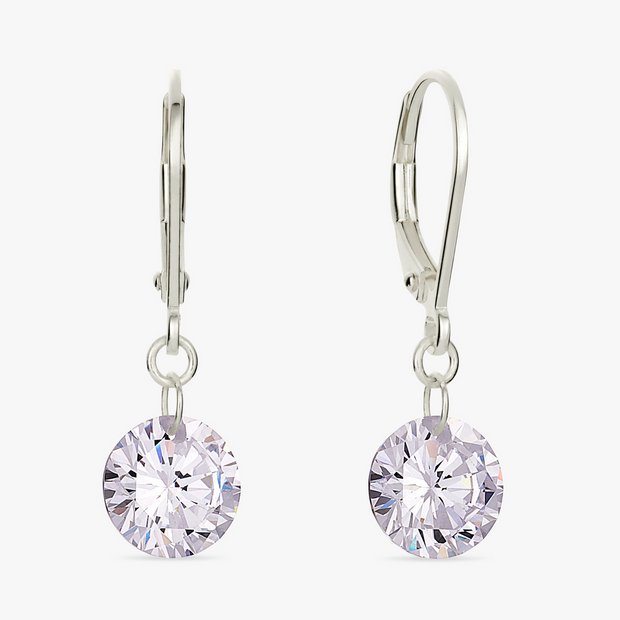 Revere cubic zirconia drop earrings sterling silver, UK version