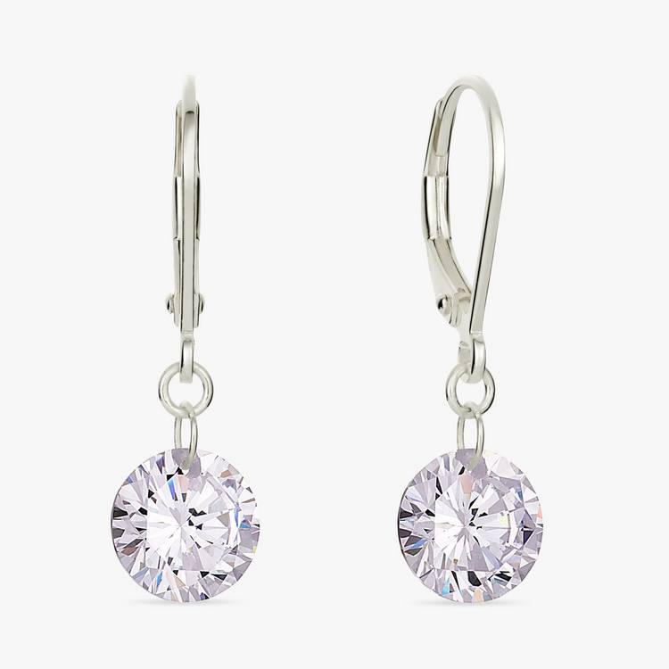 Revere cubic zirconia drop earrings sterling silver, UK version