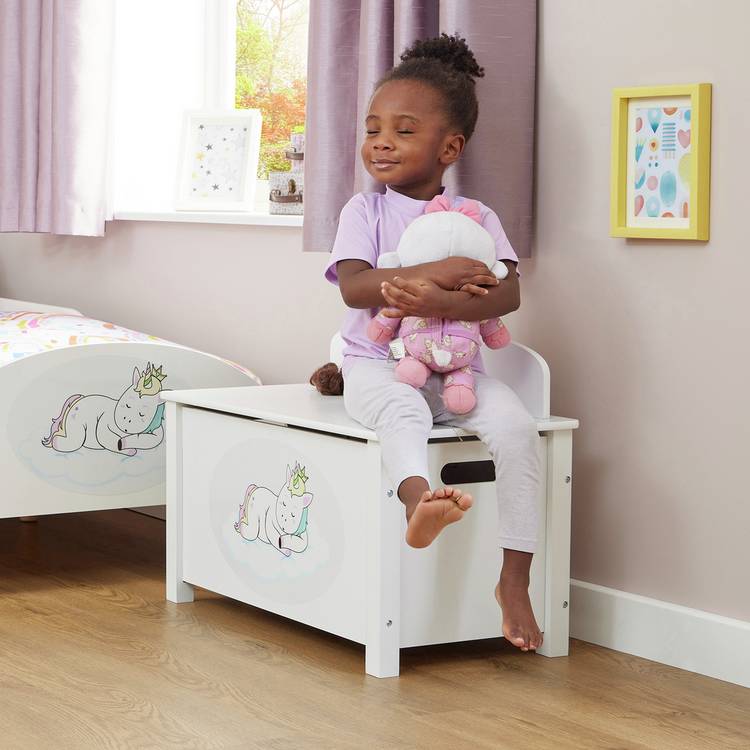 Liberty House unicorn toy box white 118 litre, UK version