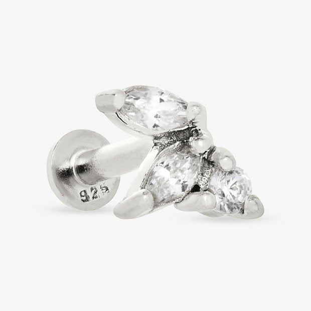 Revere sterling silver marquise flatback stud earring, imported from the UK