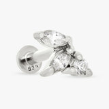 Revere sterling silver marquise flatback stud earring, imported from the UK
