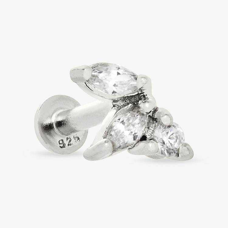 Revere sterling silver marquise flatback stud earring, imported from the UK