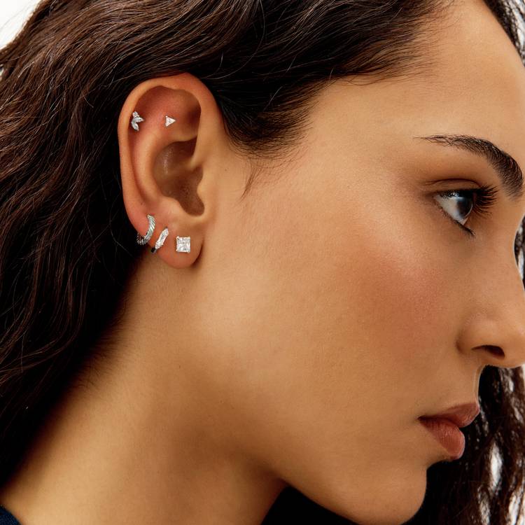 Revere sterling silver marquise flatback stud earring, imported from the UK