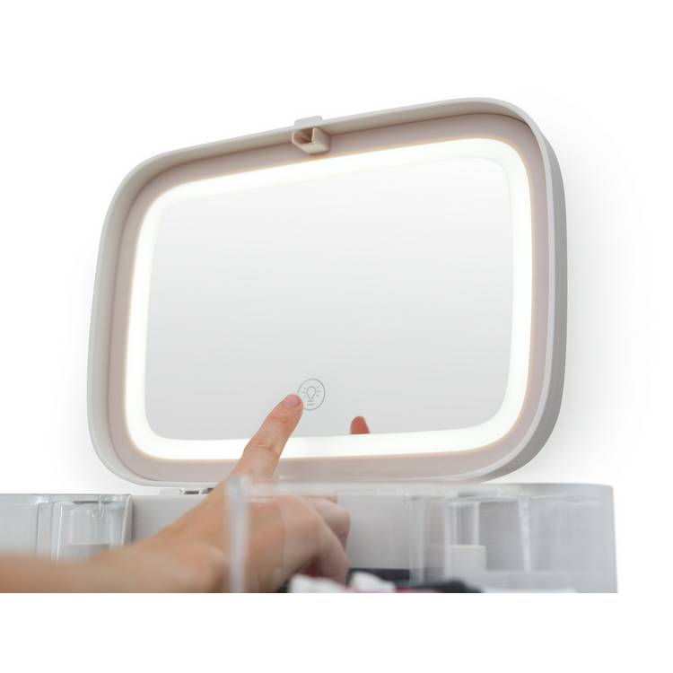 Rio transparent vanity case with LED mirror, imported from the UK