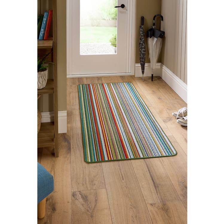 My Mat green stripe runner rug 67x150cm, imported from the UK