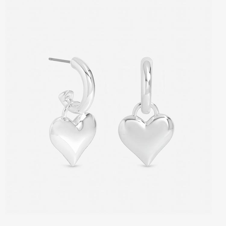 Lipsy Mood silver plated polished heart hoop earrings (British brand)