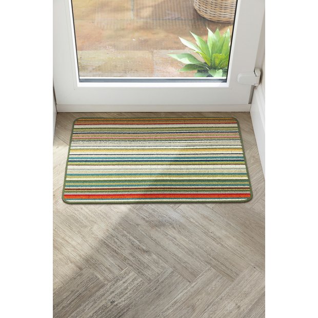 My Mat Candy Multi Green stripe doormat 50x75cm, imported from the UK