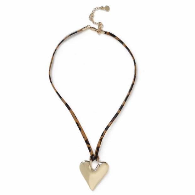 Revere gold-tone heart leopard cord adjustable necklace, UK version
