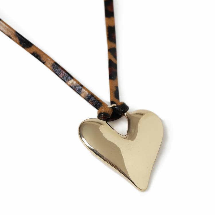 Revere gold-tone heart leopard cord adjustable necklace, UK version