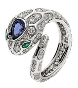 Harrods Bvlgari White Gold Diamond and Sapphire Serpenti Ring- Buy online at McGrocer