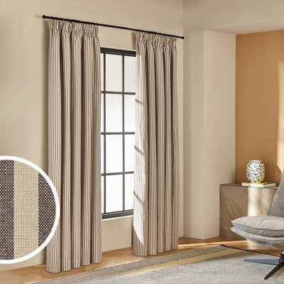 Argos Habitat Blackout Stripe Pencil Pleat Curtains Charcoal 117x137cm- Buy online at McGrocer