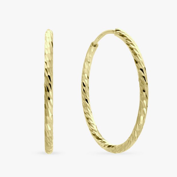 Revere diamond cut sleeper hoop earrings 1.5mm, imported from the UK