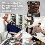 VonHaus hand tool kit 120 pieces, blow-moulded case (British brand)