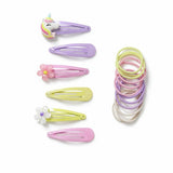 Flitzy unicorn and flower clips and hair bands set (British brand)