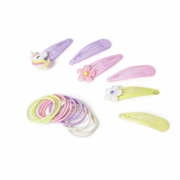 Flitzy unicorn and flower clips and hair bands set (British brand)