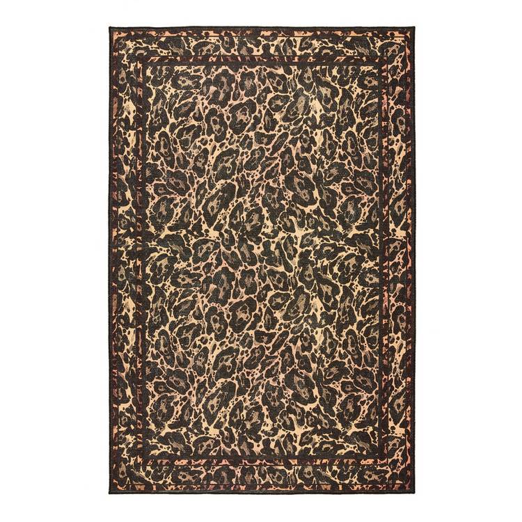 Laurence Llewelyn Bowen Leopard Black and Orange flatweave rug 120x170cm, imported from the UK