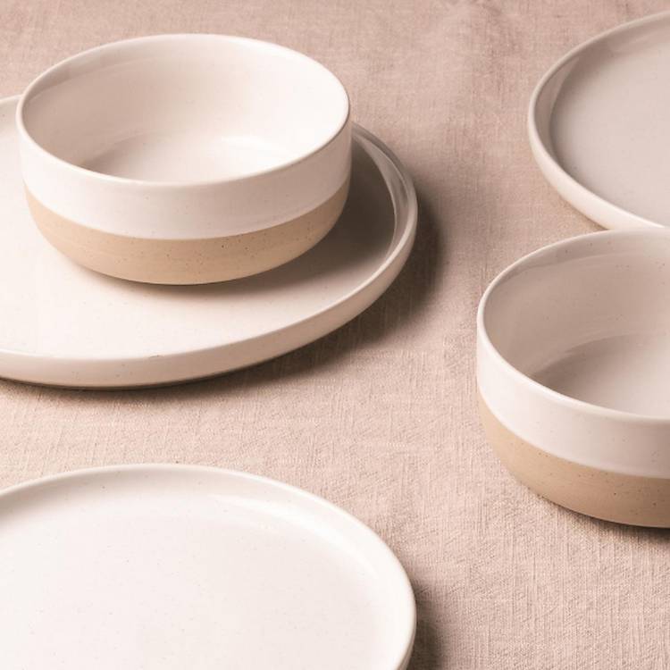 Elle Home Earthy 18-piece ceramic dinner set white, imported from the UK