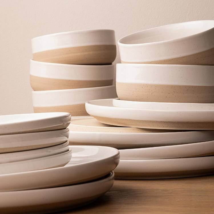 Elle Home Earthy 18-piece ceramic dinner set white, imported from the UK