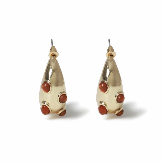 Freedom orange stone hoop earrings - British product