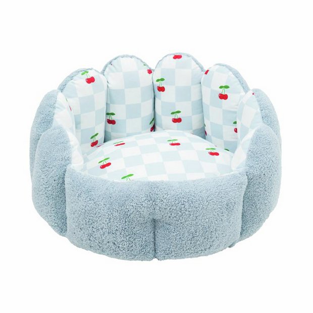 Rosewood Cherry Pop scalloped donut dog bed small, UK version