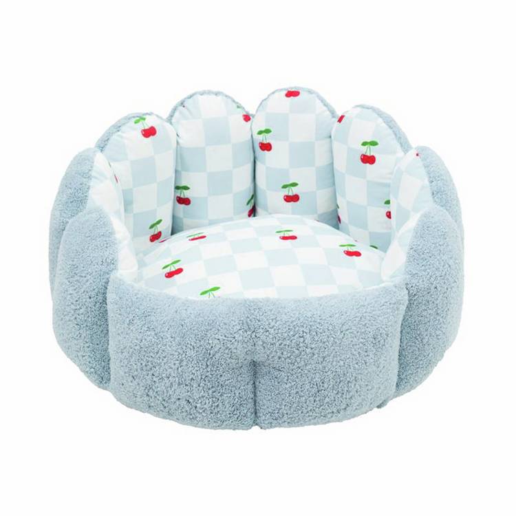 Rosewood Cherry Pop scalloped donut dog bed small, UK version