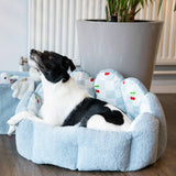 Rosewood Cherry Pop scalloped donut dog bed small, UK version