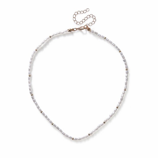Freedom gold and pearl thin necklace 45cm - British product