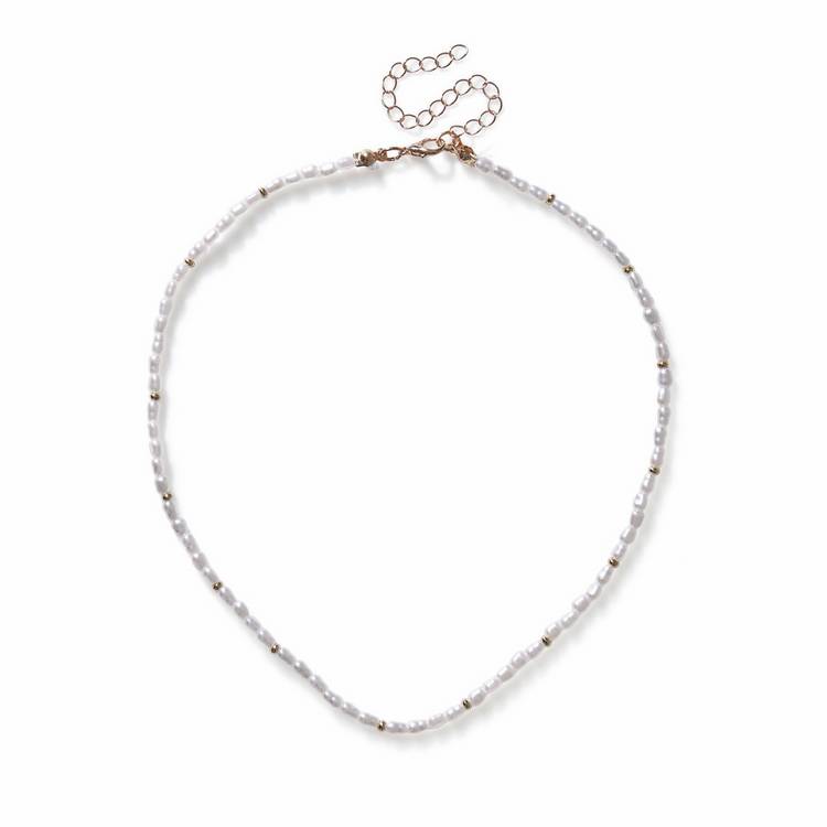 Freedom gold and pearl thin necklace 45cm - British product