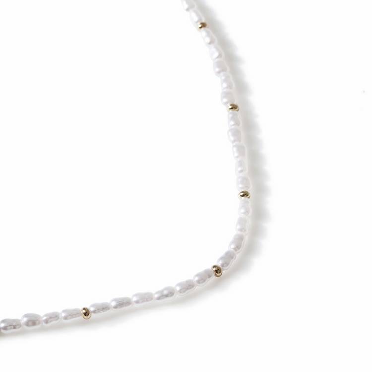 Freedom gold and pearl thin necklace 45cm - British product