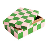 Habitat Brights checkered trinket box in pink and green, UK version