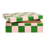 Habitat Brights checkered trinket box in pink and green, UK version