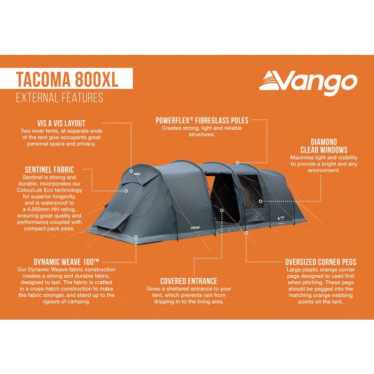 Vango Tacoma 800XL 8-person tunnel tent - British product
