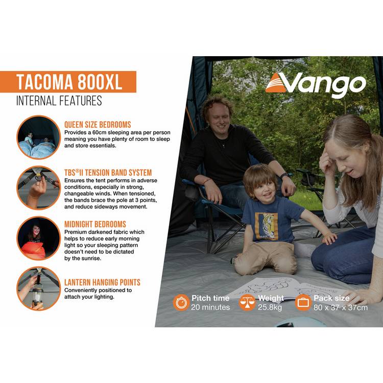 Vango Tacoma 800XL 8-person tunnel tent - British product