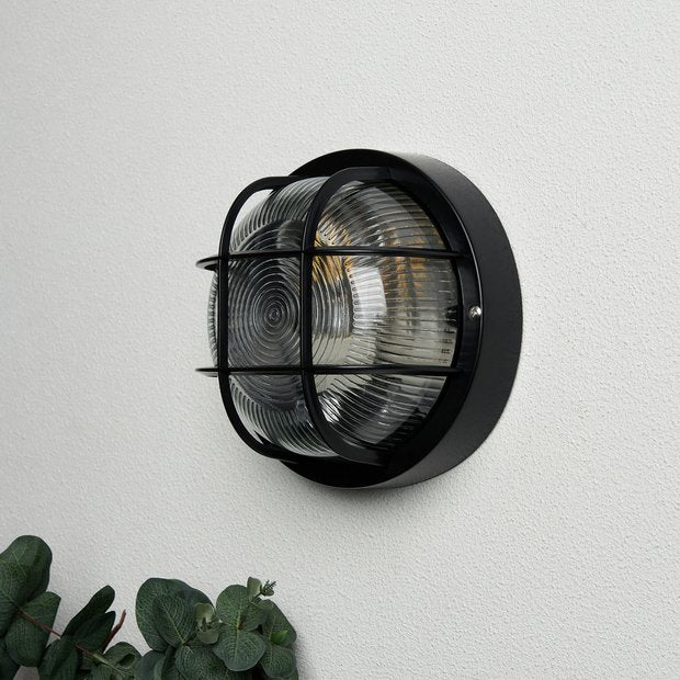 Coast black round caged bulkhead H18cm (British brand)