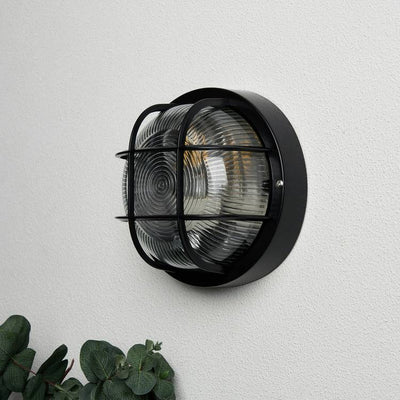 Argos Coast IP44 Black Outdoor Round Caged Bulkhead Wall Light, 18x18x10cm- Buy online at McGrocer