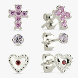 Revere Kids sterling silver stud earrings pack of 3 (British brand)