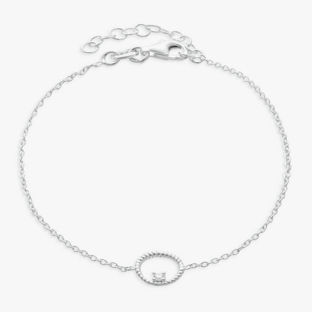 Revere sterling silver cubic zirconia charm bracelet 20cm, UK version