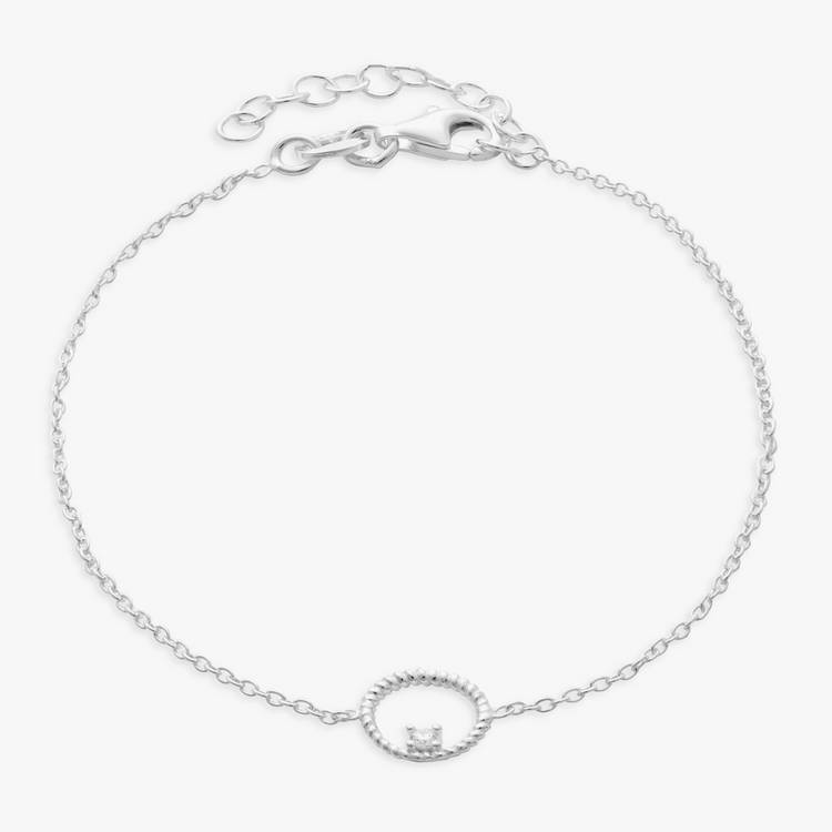 Revere sterling silver cubic zirconia charm bracelet 20cm, UK version