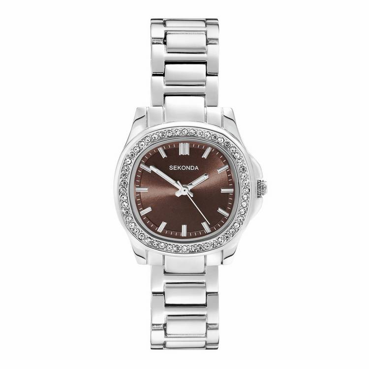 Sekonda Octaire watch brown dial stainless steel bracelet - British product