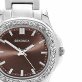 Sekonda Octaire watch brown dial stainless steel bracelet - British product