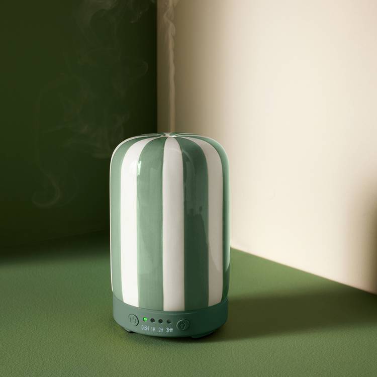 Habitat green striped ceramic electric diffuser 100ml - British product