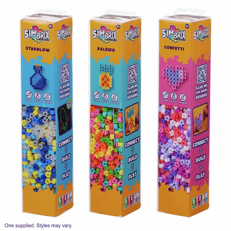Simbrix Colour Me Tube pixel art craft kit with over 1250 brix, imported from the UK