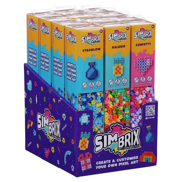 Simbrix Colour Me Tube pixel art craft kit with over 1250 brix, imported from the UK