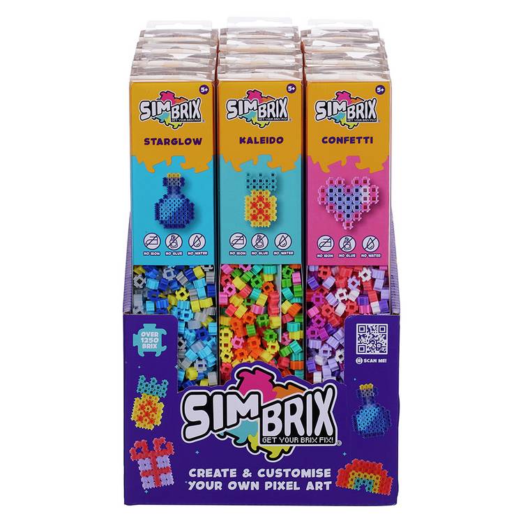 Simbrix Colour Me Tube pixel art craft kit with over 1250 brix, imported from the UK