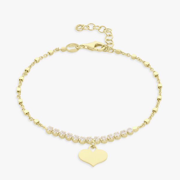 Revere 9ct gold plated heart charm bracelet (British brand)