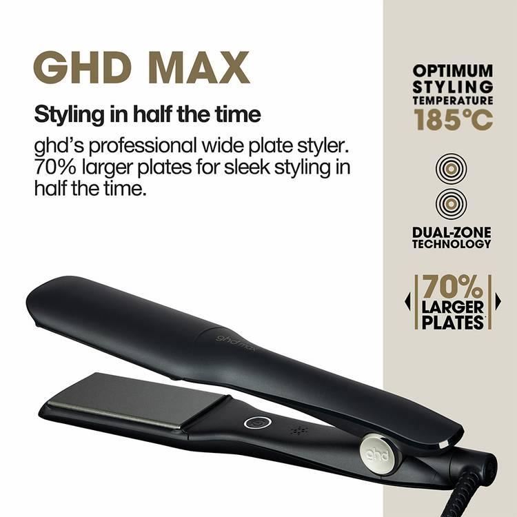GHD Max wide plate hair straightener bundle, imported from the UK