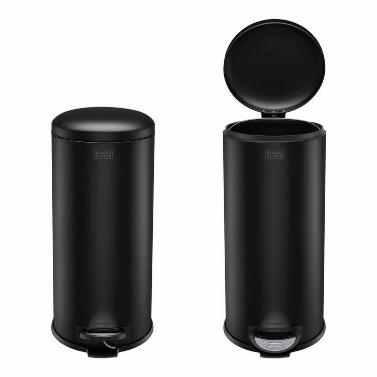 Black+Decker 30L dome lid pedal bin, imported from the UK