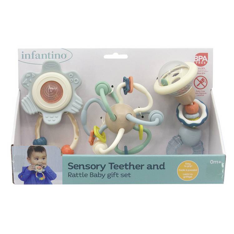 Infantino pastel baby ring rattles set of 3 - British product
