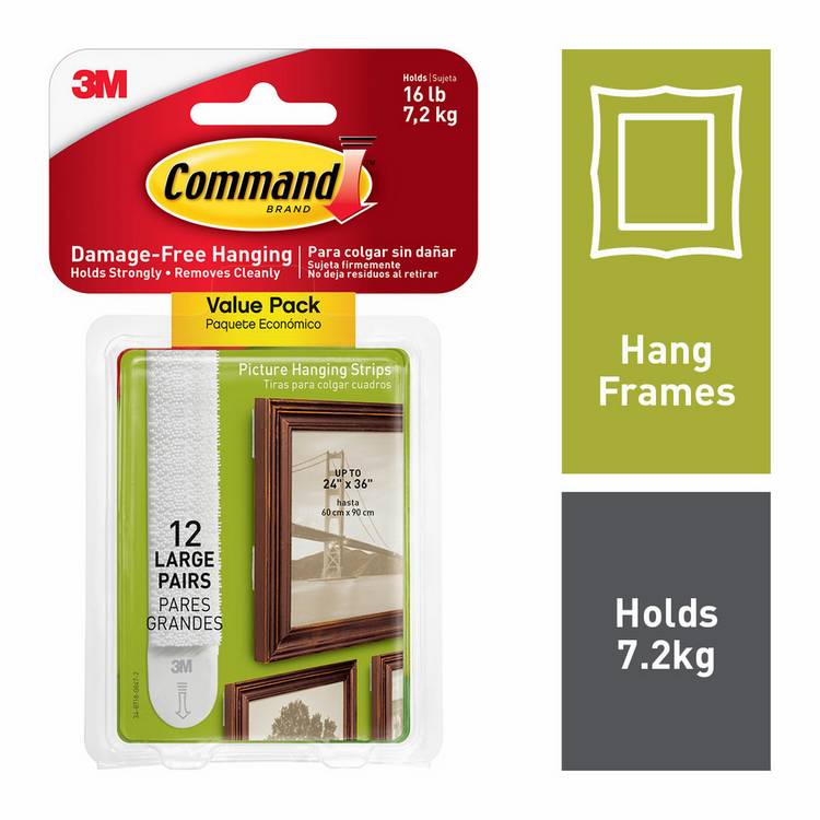 Command Large White Picture Hang Strips 12 Pack - British product