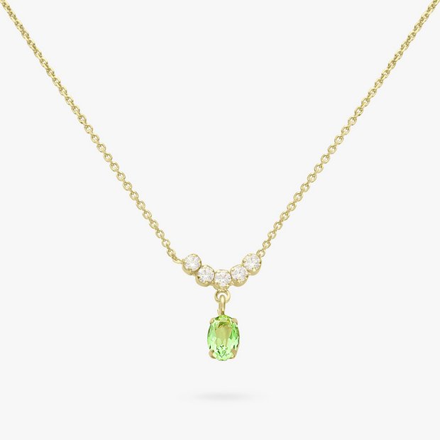 Revere gold plated necklace green crystal cubic zirconia (British brand)
